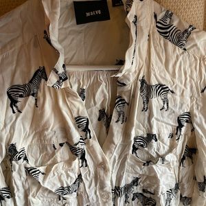 Maeve Anthropologie zebra button up